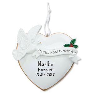 Heart Dove Personalized Christmas Ornament