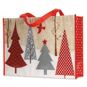 Red & Grey Trees Large Shopping Tote Bag