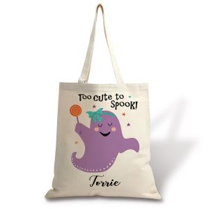 Personalized Kids' Cute Ghost Halloween Canvas Tote