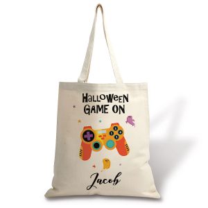 Personalized Kids' Gamer Halloween Canvas Tote