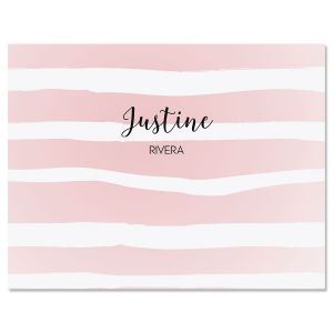 Pink Pastel Island Stripes Folded Note Cards