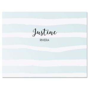 Blue Pastel Island Stripes Folded Note Cards