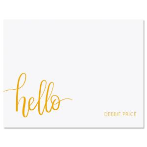 Yellow Handwritten Hello Folded Note Cards