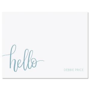 Blue Handwritten Hello Personalized Note Cards