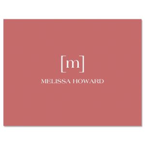 Pink Bracket Monogram Folded Note Cards