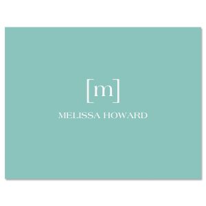 Blue Bracket Monogram Folded Note Cards