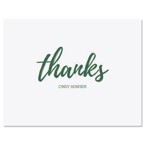 Simple Thanks Green Folded Note Cards