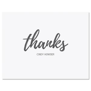 Simple Thanks Grey Folded Note Cards