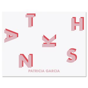 Minimal Thanks Pink Folded Note Cards