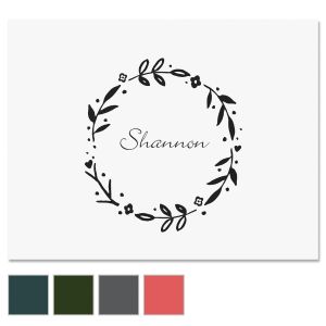 Floral Shield Wreath Folded Note Cards