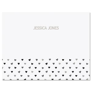 Grey Mini Hearts Folded Note Cards