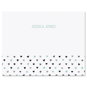 Blue Mini Hearts Folded Note Cards