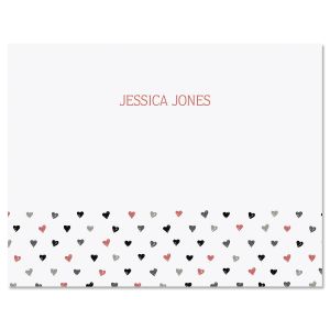 Pink Mini Hearts Folded Note Cards