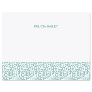 Light Blue Handdrawn Pattern Folded Note Cards