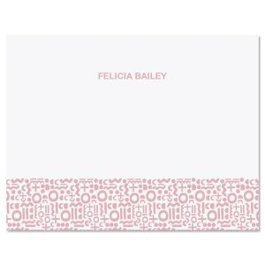 Soft Pink Handdrawn Pattern Folded Note Cards