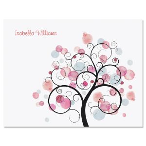 Pink Watercolor Tree Folded Note Cards