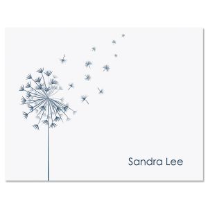 Wispy Dandelion Blue Folded Note Cards