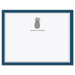 Blue Pineapple Border Folded Note Cards