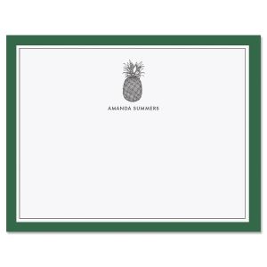 Green Pineapple Border Folded Note Cards