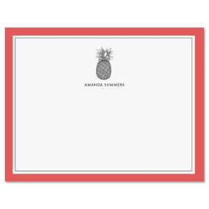 Magenta Pineapple Border Folded Note Cards