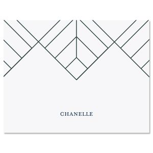 Dark Blue Diamond Lines Folded Note Cards