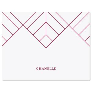 Dark Pink Diamond Lines Folded Note Cards