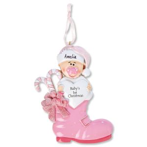 Girl Baby Boots Personalized Ornament
