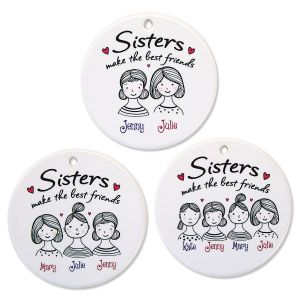 Sisters Personalized Porcelain Ornament