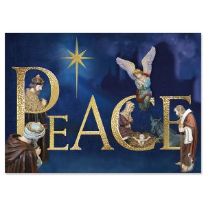 Peace Nativity Deluxe Christmas Cards - Nonpersonalized