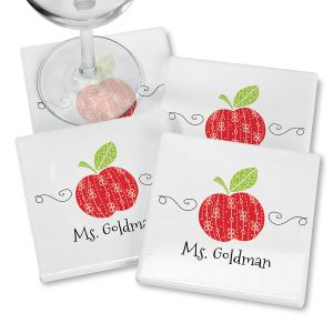 Red Apple Personalized Ceramic Coasters