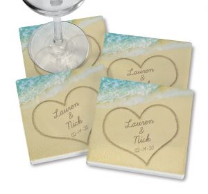 Names in Sand Personalized Ceramic Coasters