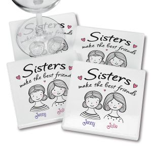 Sisters Faces Personalized Ceramic Coasters