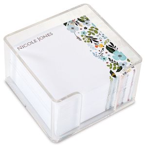 Personalized Aubrey Floral Note Sheets in a Cube