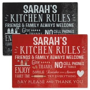 Kitchen Rules Personalized Glass Cutting Board