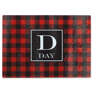 Holiday Plaid Personalized Glass Cutting Board
