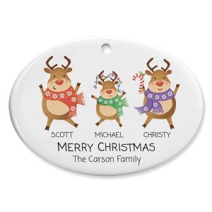 Reindeer Family Ornament - 3 Names