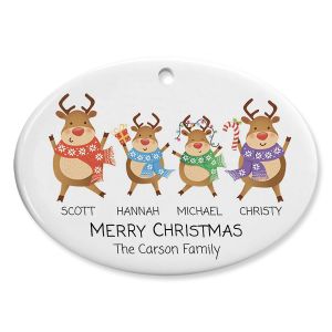 Reindeer Family Ornament - 4 Names