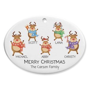 Reindeer Family Ornament - 5 Names