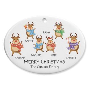 Reindeer Family Ornament - 6 Names