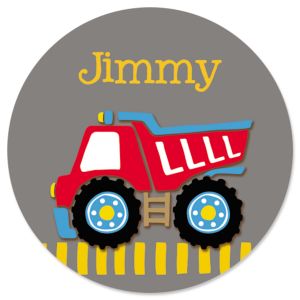 Red Dump Truck Personalized Stickers