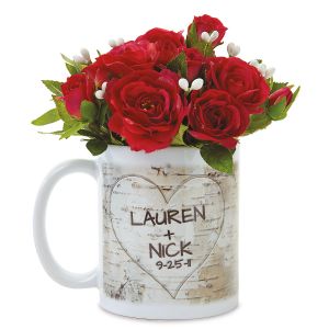 Personalized Mug with Carved Initials in Heart Design
