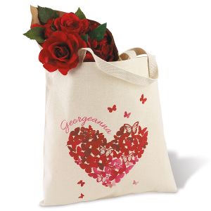 Personalized Butterfly Heart Canvas Tote