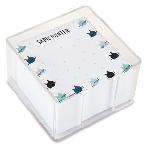 Personalized Cat Pattern Note Sheets in a Cube