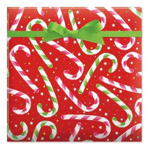 Candy Cane Joy  Jumbo Rolled Gift Wrap and Labels