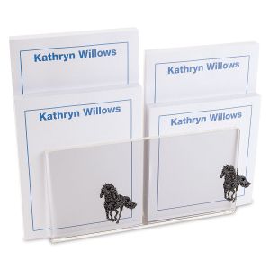 Horse Pattern Notepad Set & Acrylic Holder 