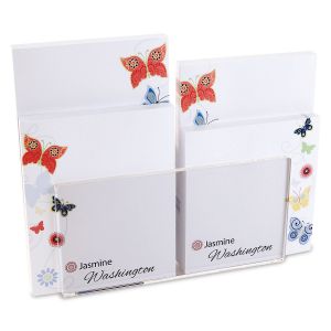 Delicate Butterflies Notepad Set & Acrylic Holder 