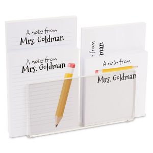 Yellow Pencil Notepad Set & Acrylic Holder 