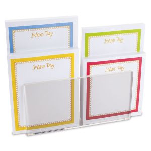 Bright Borders Notepad Set & Acrylic Holder 