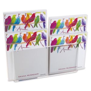 Flocked Together Notepad Set & Acrylic Holder 