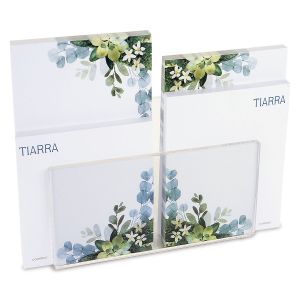 Olive Bloom Notepad Set & Acrylic Holder 